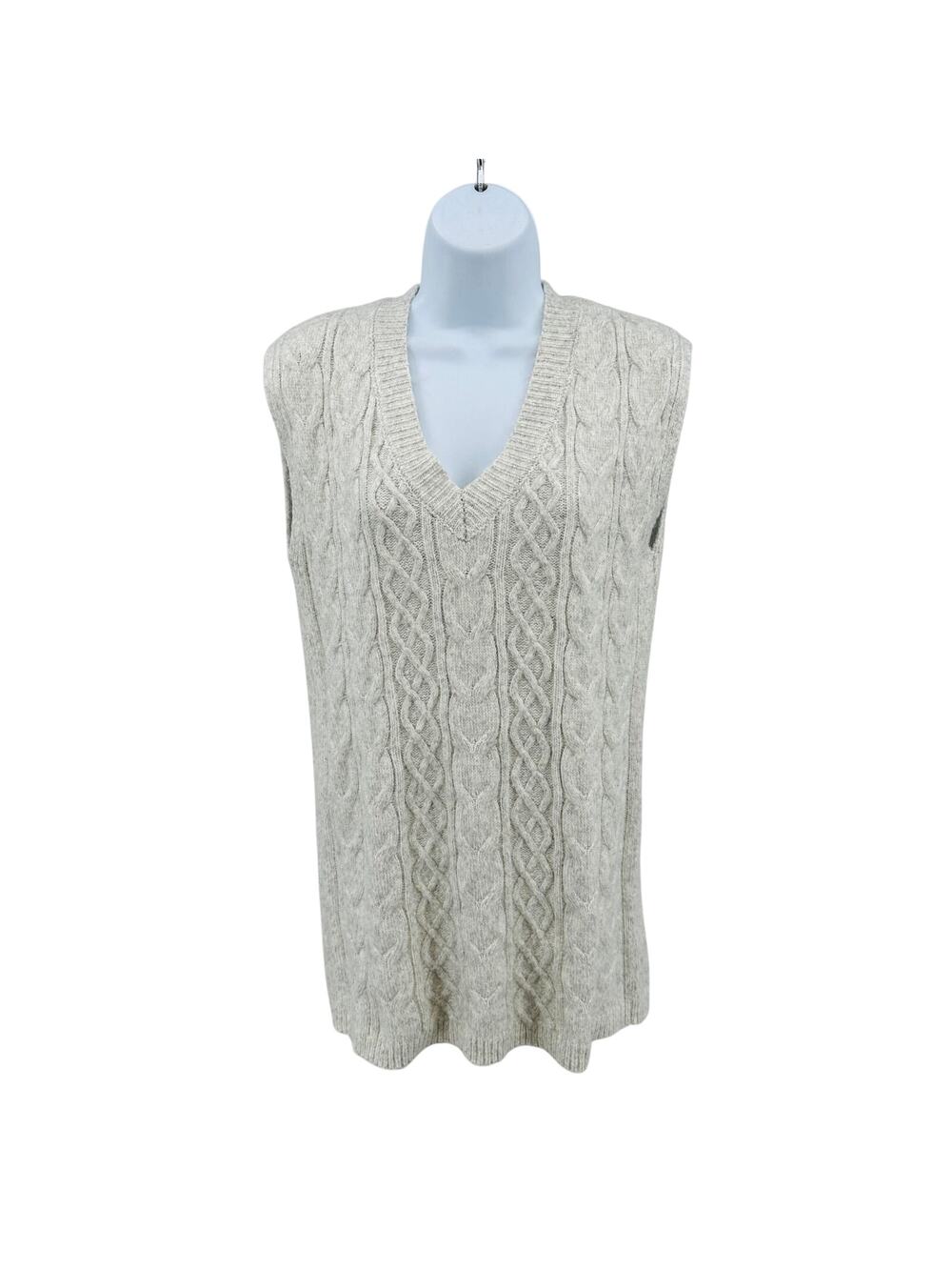 Sincerely Jules Cable Knit Sweater Vest WMN S Cream/Gray Sleeveless Pullover Top